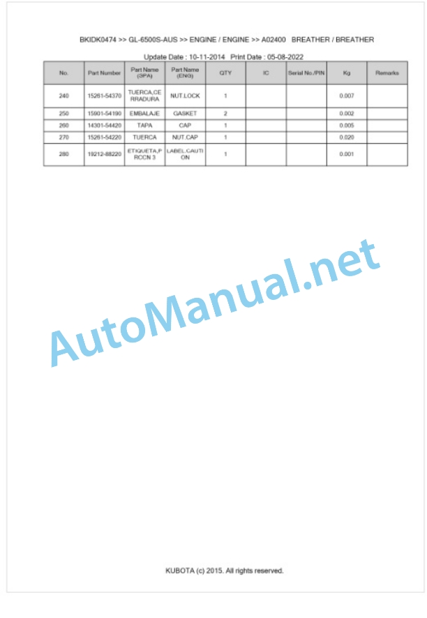 Kubota GL-6500S-AUS Parts Manual PDF BKIDK0474 2 Kubota GL-6500S-AUS Parts Manual PDF BKIDK0474-2