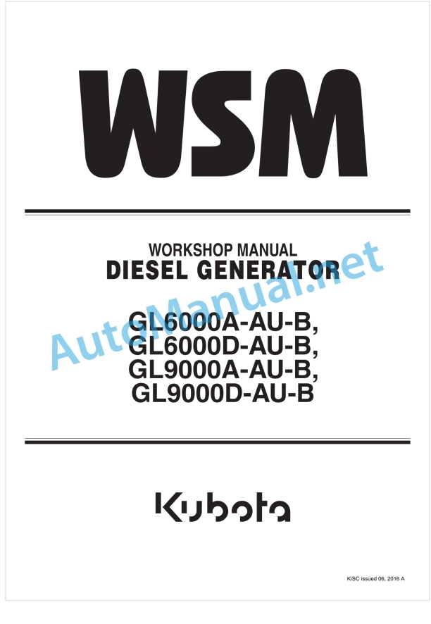 Kubota GL6000A-AU-B, GL6000D-AU-B, GL9000AAU Workshop Manual PDF
