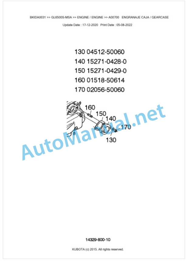 Kubota GL6500S-MSA Parts Manual PDF BKIDA0031 2 Kubota GL6500S-MSA Parts Manual PDF BKIDA0031-2