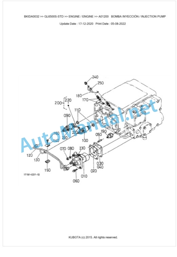 Kubota GL6500S-STD Parts Manual PDF BKIDA0032-3