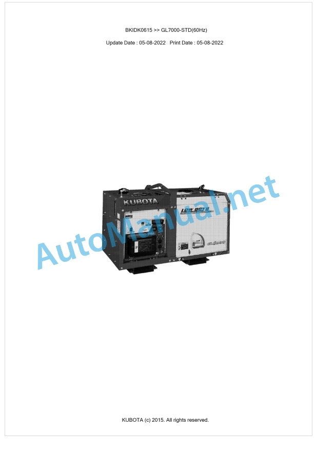 Kubota GL7000-STD(60Hz) Parts Manual PDF BKIDK0615 1 Kubota GL7000-STD(60Hz) Parts Manual PDF BKIDK0615
