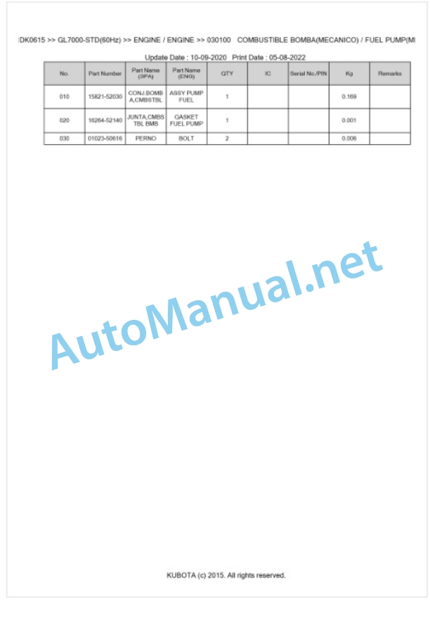 Kubota GL7000-STD(60Hz) Parts Manual PDF BKIDK0615 3 Kubota GL7000-STD(60Hz) Parts Manual PDF BKIDK0615-3