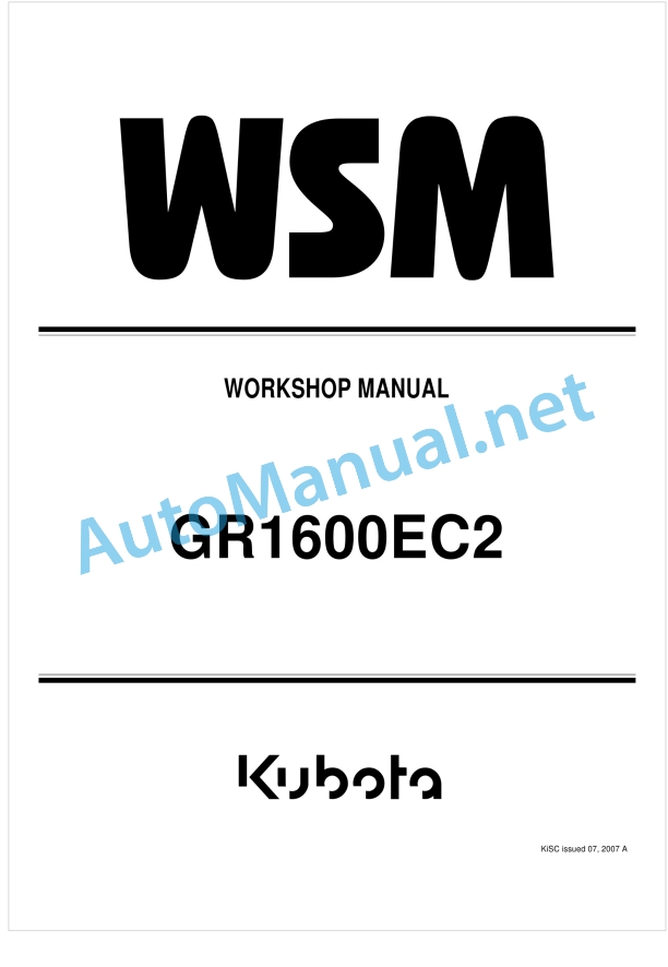 Kubota GR1600EC2 Workshop Manual PDF