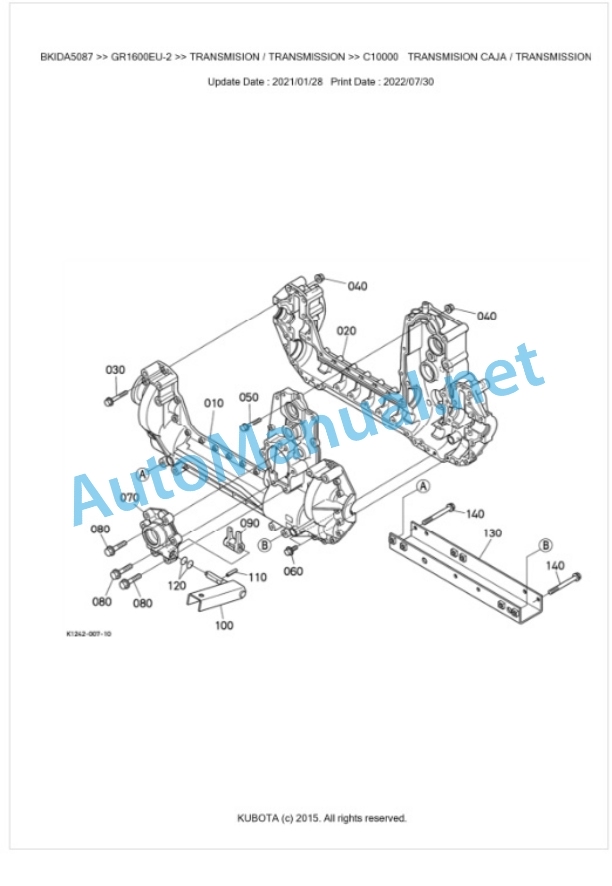 Kubota GR1600EU-2 Parts Manual PDF BKIDA5087 4 Kubota GR1600EU-2 Parts Manual PDF BKIDA5087-4