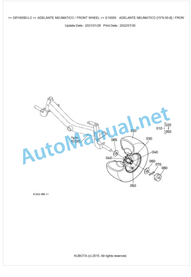 Kubota GR1600EU-2 Parts Manual PDF BKIDA5087 5 Kubota GR1600EU-2 Parts Manual PDF BKIDA5087-5