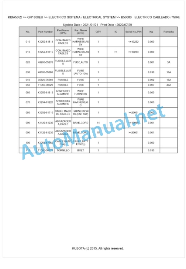 Kubota GR1600EU Parts Manual PDF BKIDA5052 4 Kubota GR1600EU Parts Manual PDF BKIDA5052-4