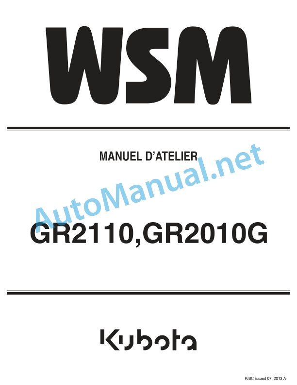 Kubota GR2110, GR2010G Workshop Manual PDF