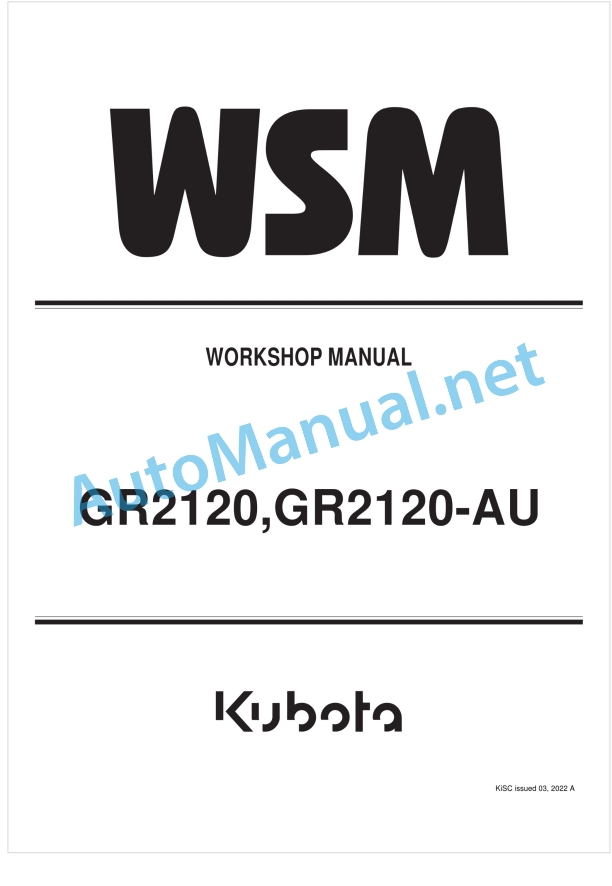 Kubota GR2120, GR2120-AU Workshop Manual PDF