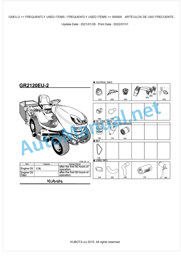 Kubota GR2120EU-2 Parts Manual PDF BKIDA5082 1 Kubota GR2120EU-2 Parts Manual PDF BKIDA5082