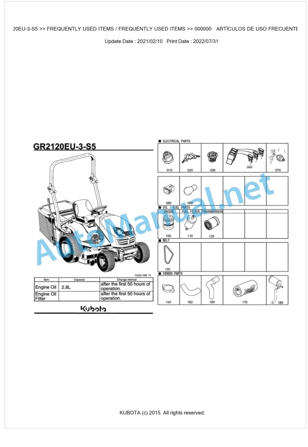 Kubota GR2120EU-3-S5 Parts Manual PDF BKIDA5199 1 Kubota GR2120EU-3-S5 Parts Manual PDF BKIDA5199