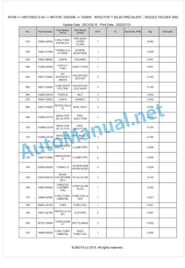 Kubota GR2120EU-3-S5 Parts Manual PDF BKIDA5199 2 Kubota GR2120EU-3-S5 Parts Manual PDF BKIDA5199-2
