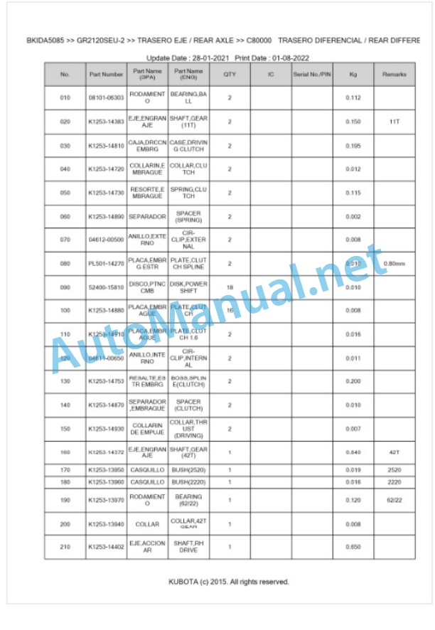Kubota GR2120SEU-2 Parts Manual PDF BKIDA5085 4 Kubota GR2120SEU-2 Parts Manual PDF BKIDA5085-4