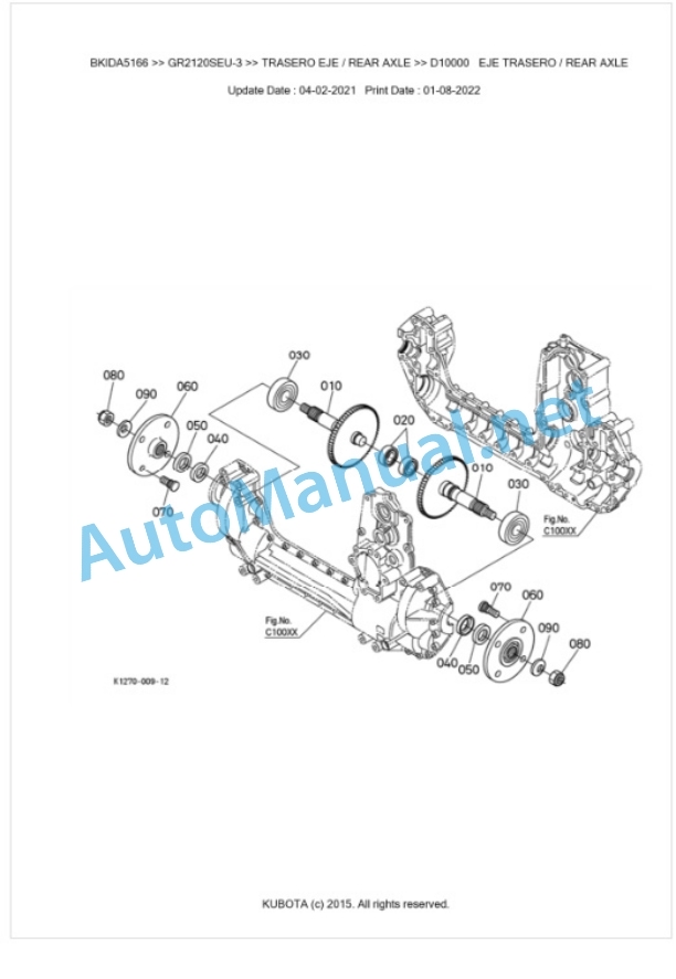 Kubota GR2120SEU-3 Parts Manual PDF BKIDA5166 4 Kubota GR2120SEU-3 Parts Manual PDF BKIDA5166-4