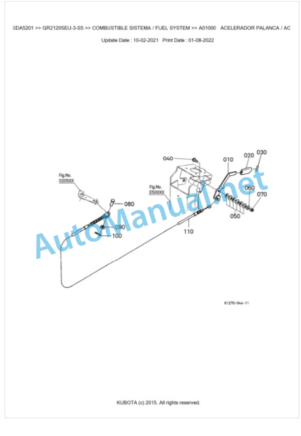 Kubota GR2120SEU-3-S5 Parts Manual PDF BKIDA5201 3 Kubota GR2120SEU-3-S5 Parts Manual PDF BKIDA5201-3