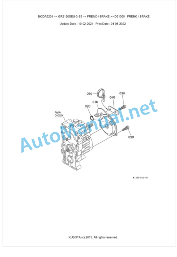 Kubota GR2120SEU-3-S5 Parts Manual PDF BKIDA5201 4 Kubota GR2120SEU-3-S5 Parts Manual PDF BKIDA5201-4