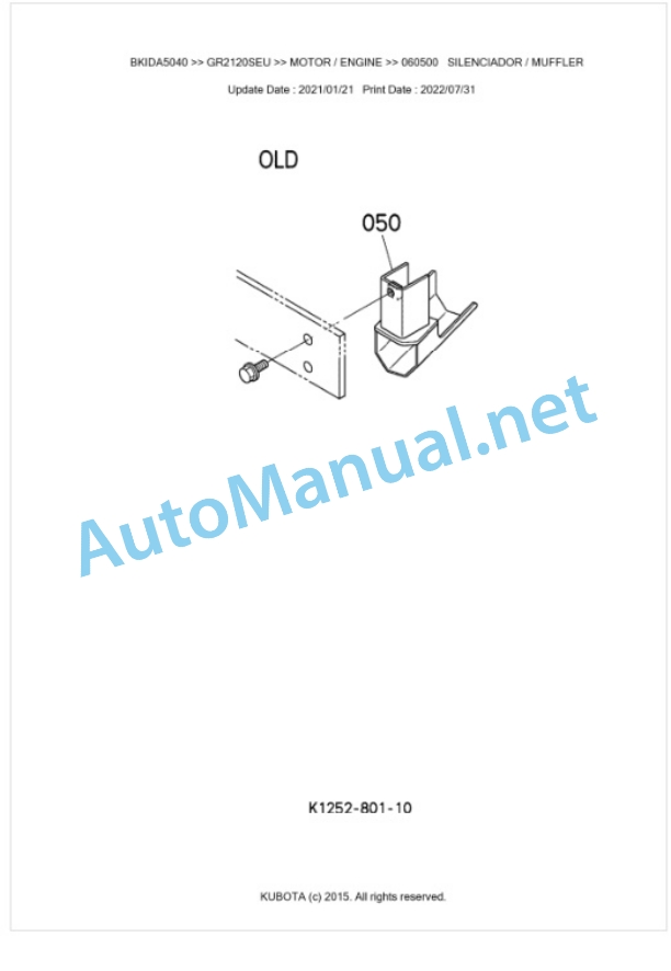 Kubota GR2120SEU Parts Manual PDF BKIDA5040 3 Kubota GR2120SEU Parts Manual PDF BKIDA5040-3