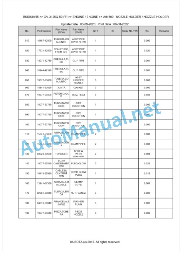 Kubota GV-3125Q-50-FR Parts Manual PDF BKIDK0155 3 Kubota GV-3125Q-50-FR Parts Manual PDF BKIDK0155-3