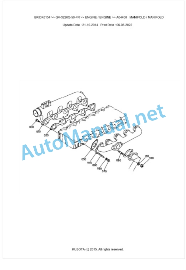 Kubota GV-3220Q-50-FR Parts Manual PDF BKIDK0154 2 Kubota GV-3220Q-50-FR Parts Manual PDF BKIDK0154-2