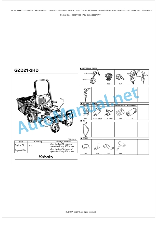 Kubota GZD21-2HD Parts Manual PDF BKIDK5099 1 Kubota GZD21-2HD Parts Manual PDF BKIDK5099