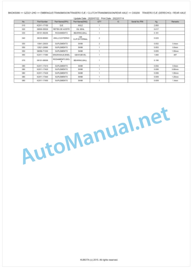 Kubota GZD21-2HD Parts Manual PDF BKIDK5099 4 Kubota GZD21-2HD Parts Manual PDF BKIDK5099-4