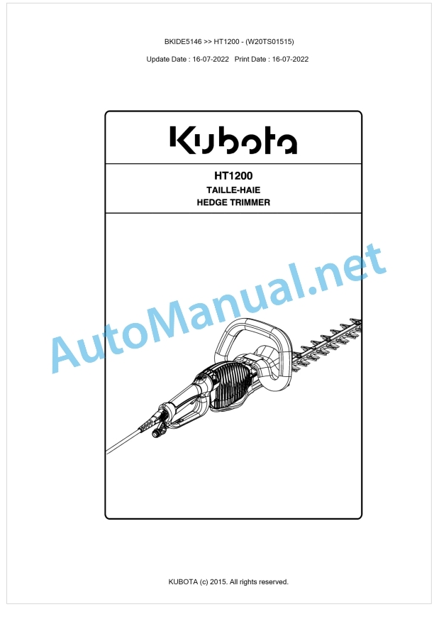 Kubota HT1200 Parts Manual PDF BKIDE5146 1 Kubota HT1200 Parts Manual PDF BKIDE5146