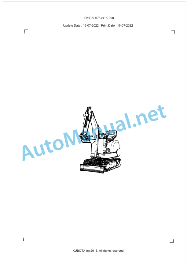 Kubota K-008 Parts Manual PDF BKIDA0078 1 Kubota K-008 Parts Manual PDF BKIDA0078
