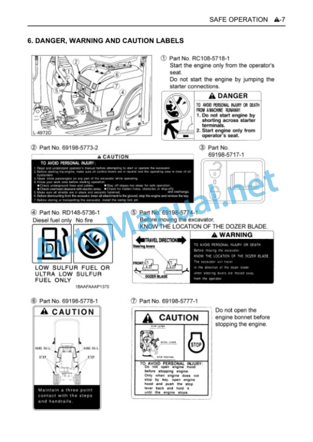 Alternative view of Kubota K008-3 Excacator Operators Manual PDF