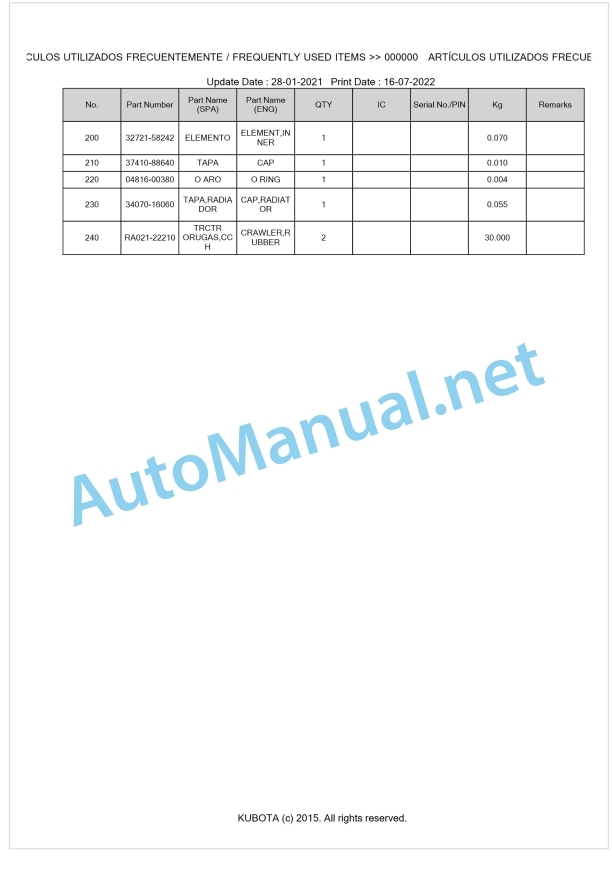 Kubota K008-3 Parts Manual PDF BKIDA0271 1 Kubota K008-3 Parts Manual PDF BKIDA0271