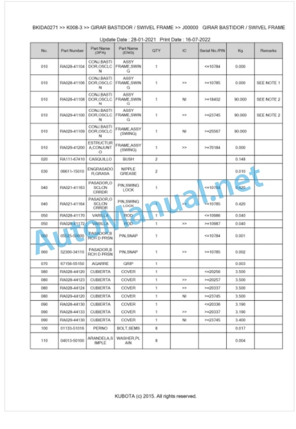Kubota K008-3 Parts Manual PDF BKIDA0271 5 Kubota K008-3 Parts Manual PDF BKIDA0271-5