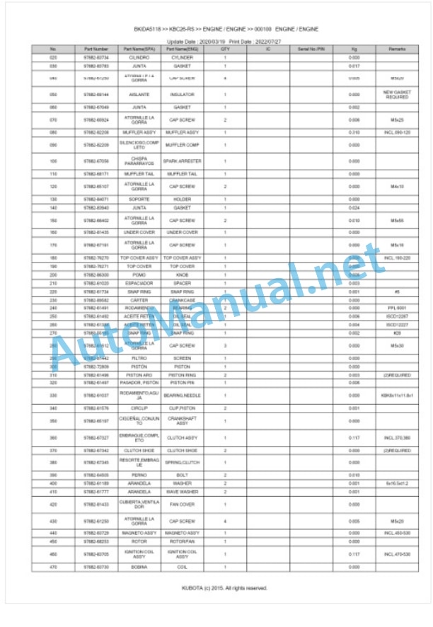 Kubota KBC26-RS Parts Manual PDF BKIDA5118 2 Kubota KBC26-RS Parts Manual PDF BKIDA5118-2