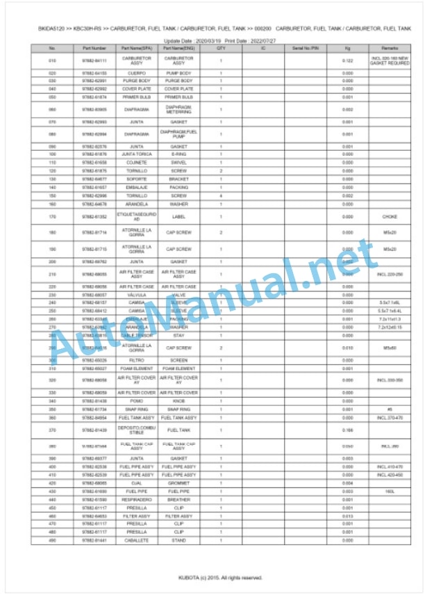 Kubota KBC30H-RS Parts Manual PDF BKIDA5120 3 Kubota KBC30H-RS Parts Manual PDF BKIDA5120-3