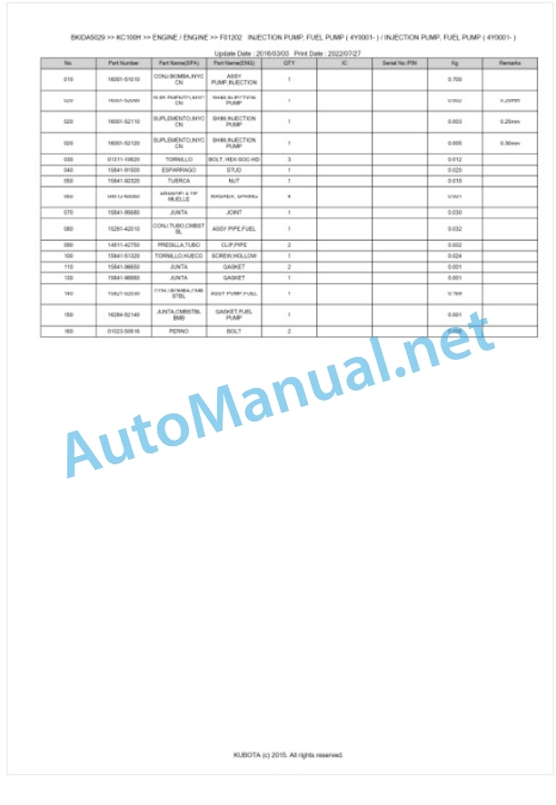 Kubota KC100H Parts Manual PDF BKIDA5029 2 Kubota KC100H Parts Manual PDF BKIDA5029-2