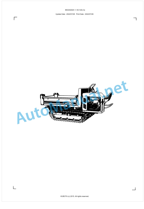 Kubota KC120(-G) Parts Manual PDF BKIDA0026 1 Kubota KC120(-G) Parts Manual PDF BKIDA0026