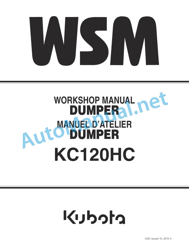 Kubota KC120HC Dumper Workshop Manual PDF