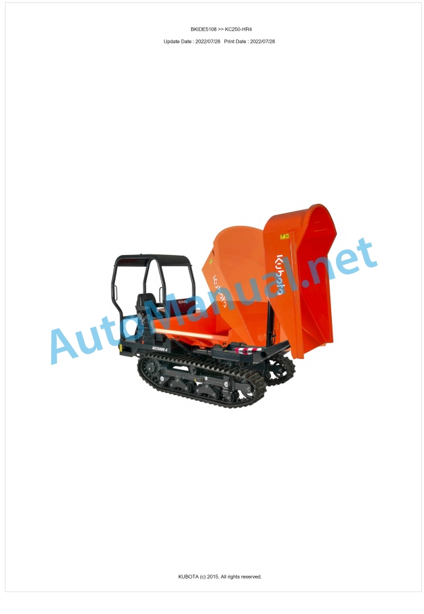 Kubota KC250-HR4 Parts Manual PDF BKIDE5108 1 Kubota KC250-HR4 Parts Manual PDF BKIDE5108