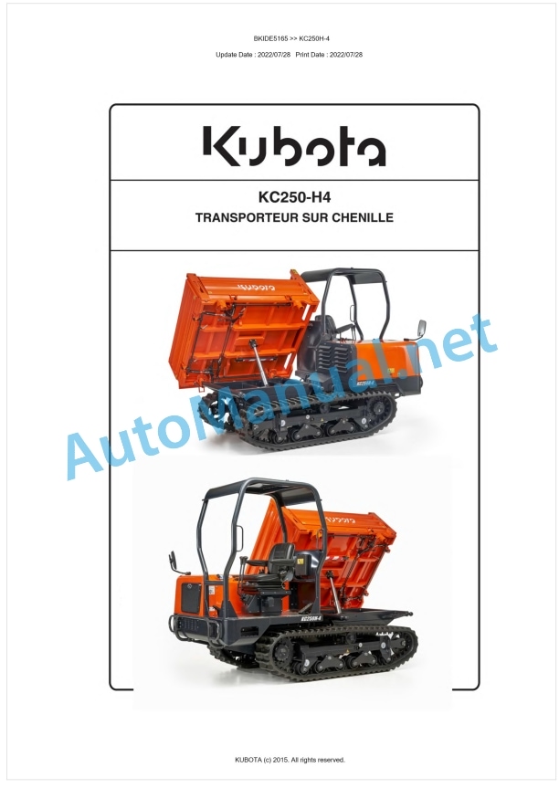 Kubota KC250H-4 Parts Manual PDF BKIDE5165 1 Kubota KC250H-4 Parts Manual PDF BKIDE5165
