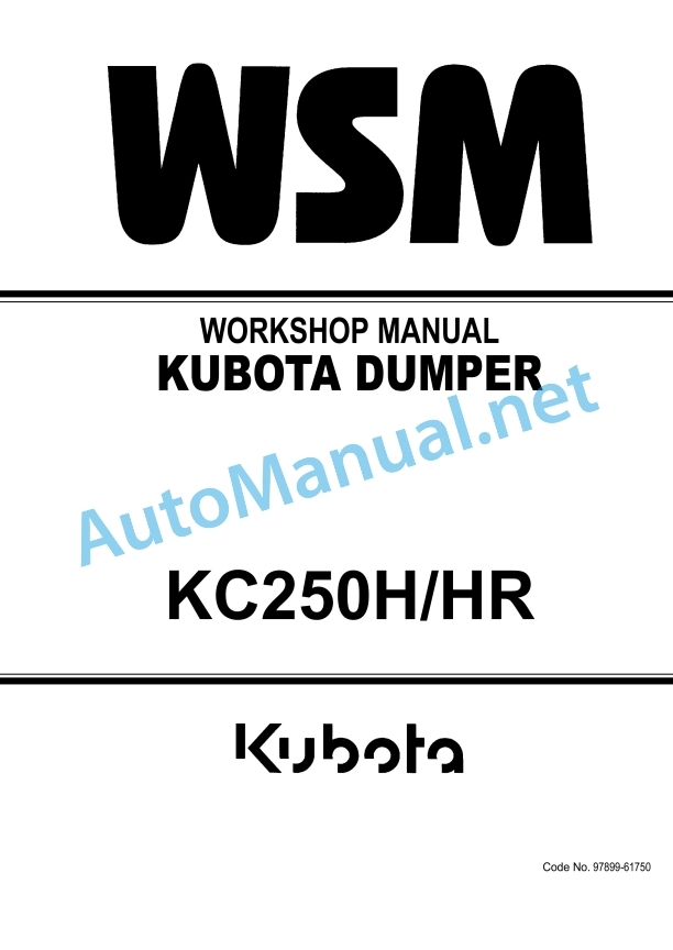 Kubota KC250H, KC250HR Dumper Workshop Manual PDF