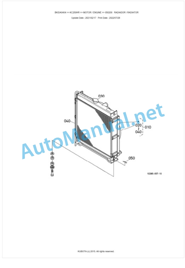 Kubota KC250HR Parts Manual PDF BKIDA0404 3 Kubota KC250HR Parts Manual PDF BKIDA0404-3