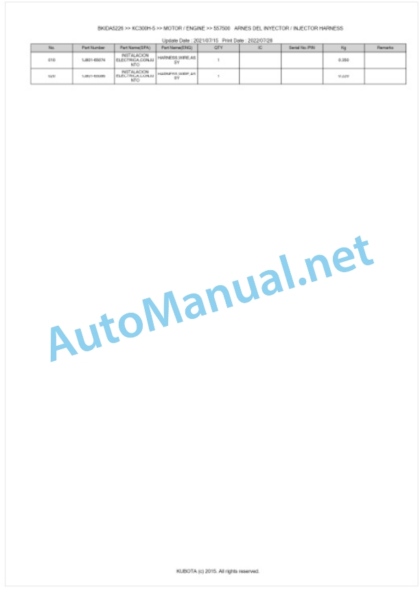 Kubota KC300H-5 Parts Manual PDF BKIDA5226 3 Kubota KC300H-5 Parts Manual PDF BKIDA5226-3