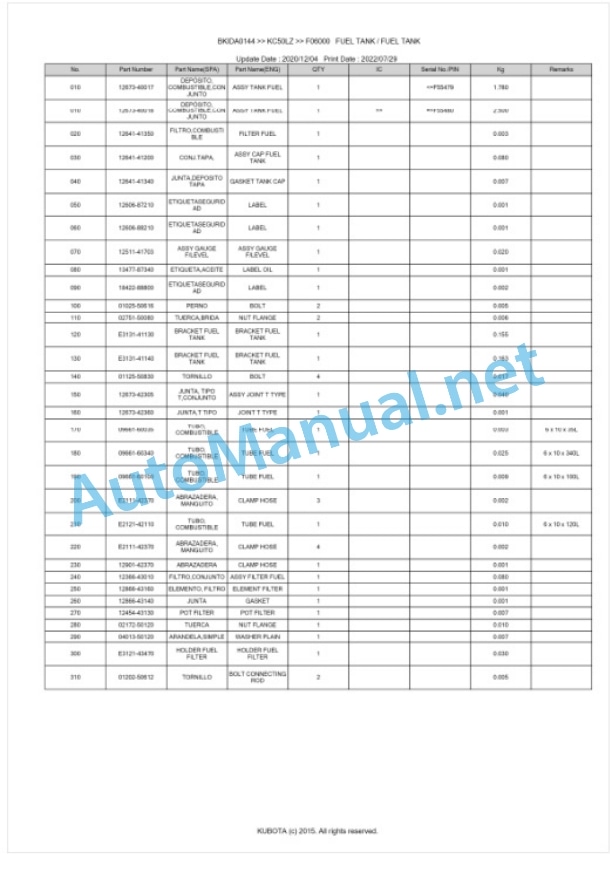 Kubota KC50LZ Parts Manual PDF BKIDA0144 2 Kubota KC50LZ Parts Manual PDF BKIDA0144-2