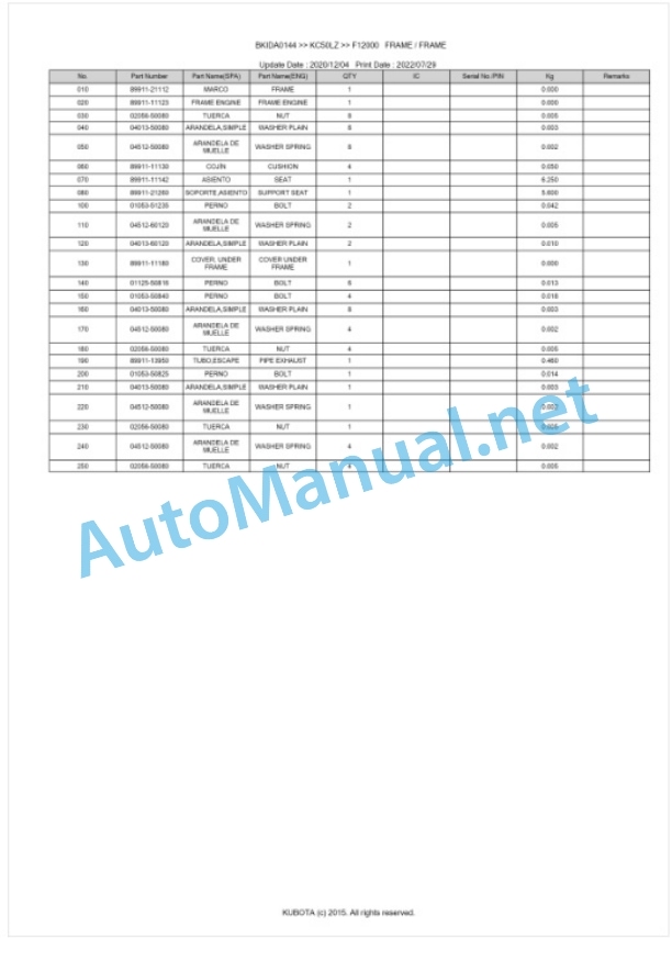 Kubota KC50LZ Parts Manual PDF BKIDA0144 3 Kubota KC50LZ Parts Manual PDF BKIDA0144-3