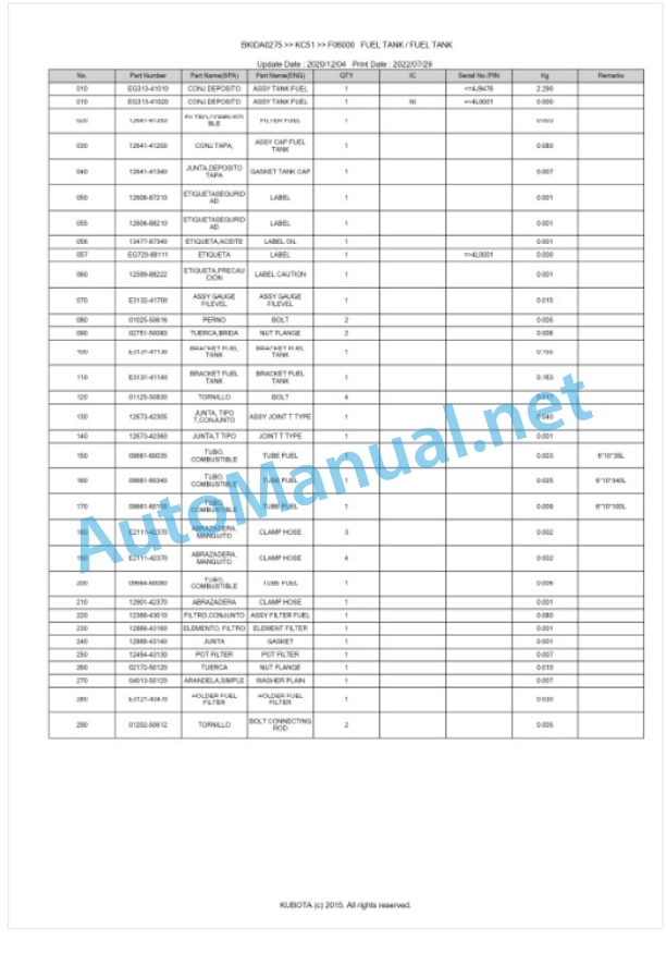 Kubota KC51 Parts Manual PDF BKIDA0275 2 Kubota KC51 Parts Manual PDF BKIDA0275-2