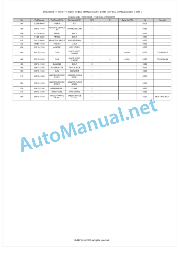 Kubota KC51 Parts Manual PDF BKIDA0275 4 Kubota KC51 Parts Manual PDF BKIDA0275-4