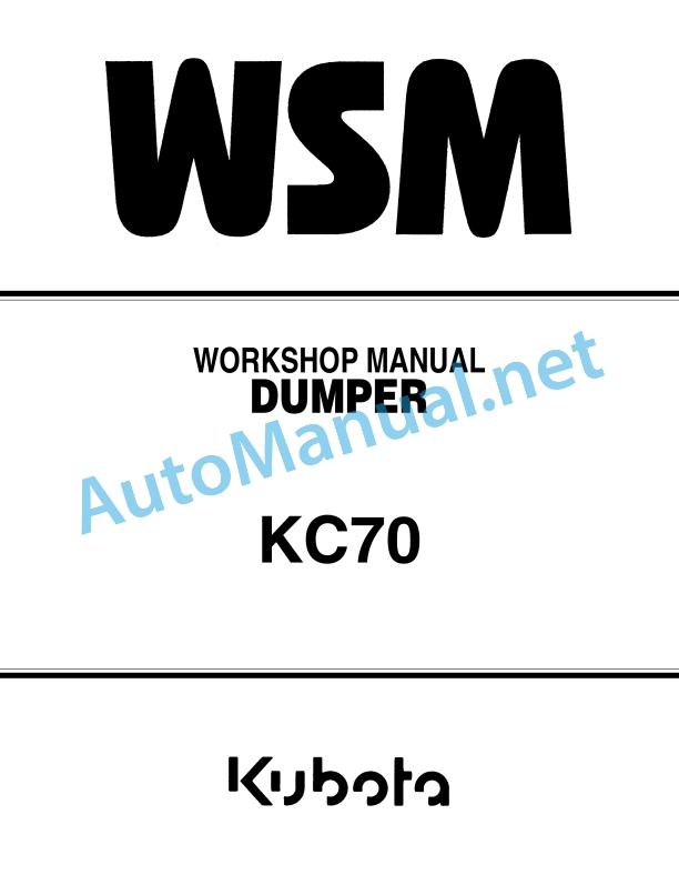 Kubota KC70 Dumper Workshop Manual PDF