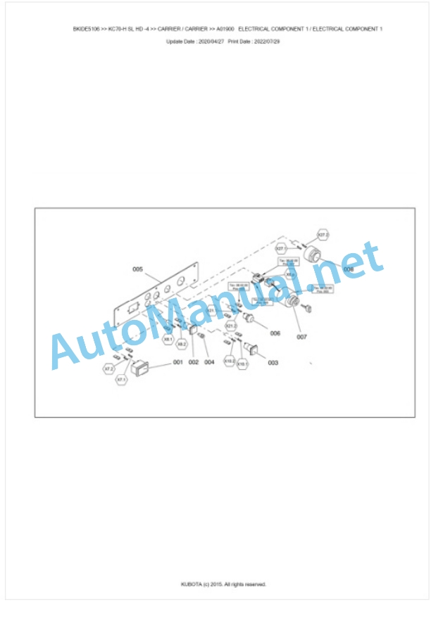 Kubota KC70-H SL HD -4 Parts Manual PDF BKIDE5106-3