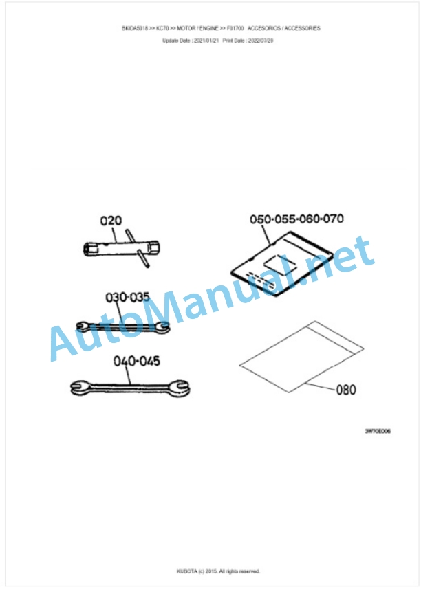 Kubota KC70 Parts Manual PDF BKIDA5018 3 Kubota KC70 Parts Manual PDF BKIDA5018-3