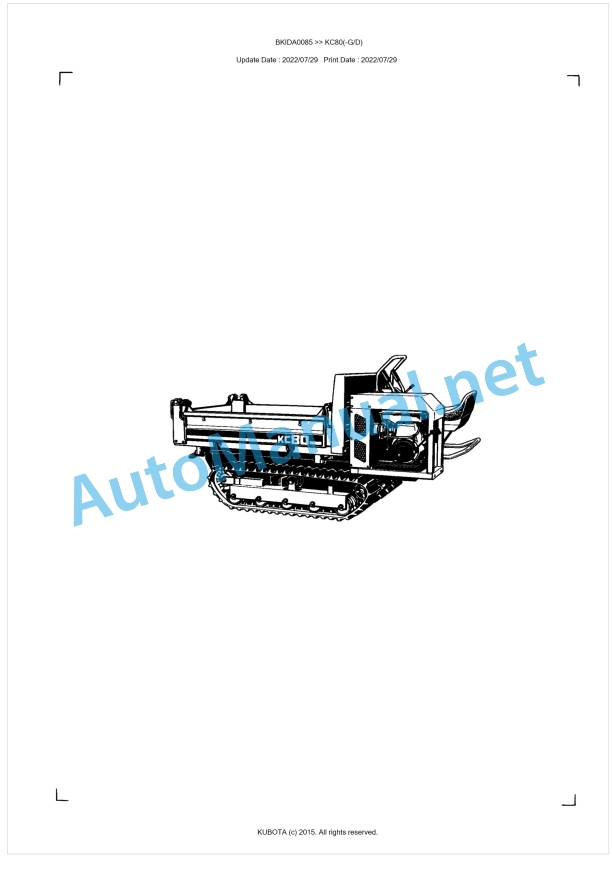 Kubota KC80(-G), KC80(-D) Parts Manual PDF BKIDA0085 1 Kubota KC80(-G), KC80(-D) Parts Manual PDF BKIDA0085