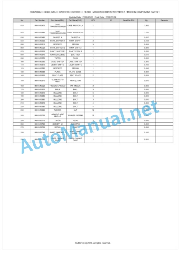 Kubota KC80(-G), KC80(-D) Parts Manual PDF BKIDA0085 5 Kubota KC80(-G), KC80(-D) Parts Manual PDF BKIDA0085-5