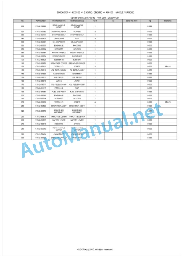 Kubota KCS35S Parts Manual PDF BKIDA5139 5 Kubota KCS35S Parts Manual PDF BKIDA5139-5