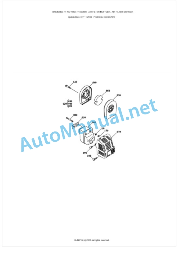 Kubota KGP10KII Parts Manual PDF BKIDK0403 4 Kubota KGP10KII Parts Manual PDF BKIDK0403-4